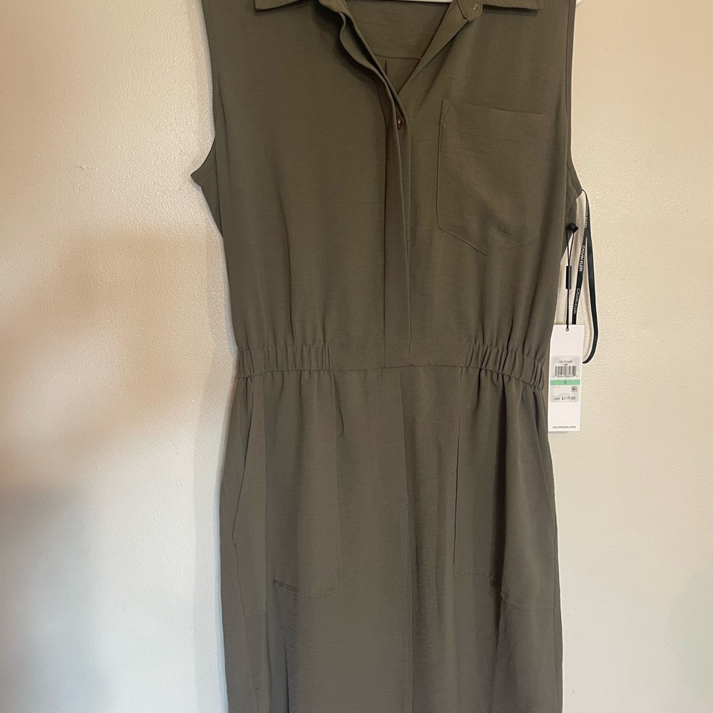 Calvin Klein Khaki Sleeveless Midi Dress